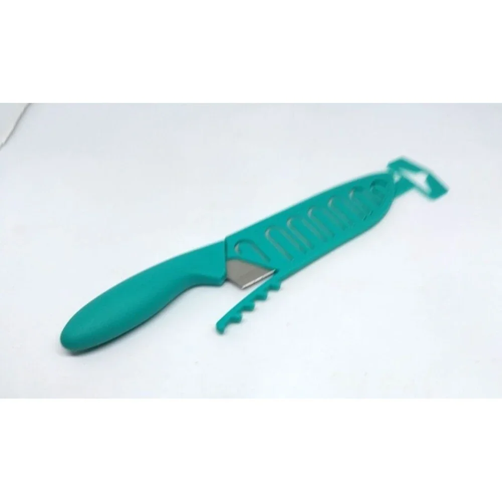 Teal Utility Knife Blue Handle Blade Cover Stainless Steel Kitchen Tool &